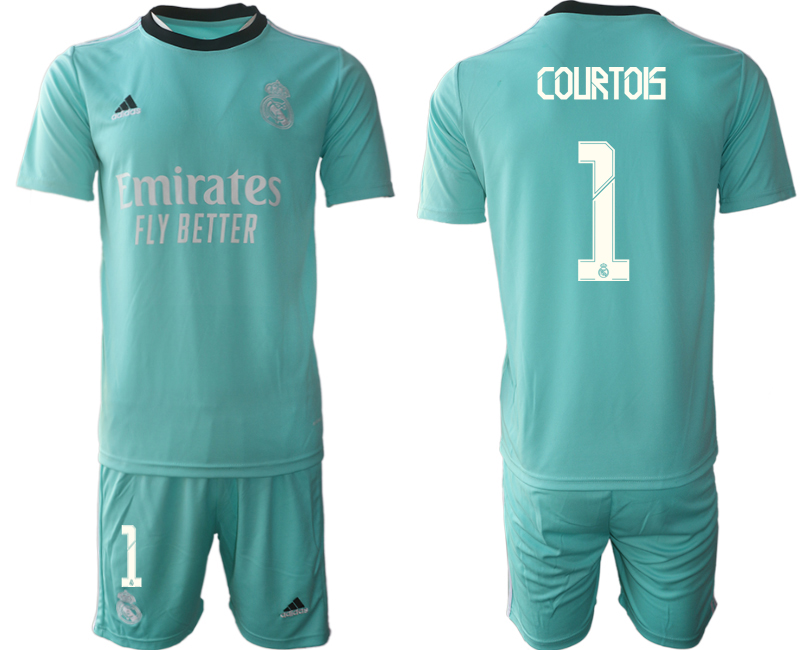 Men 2021-2022 Club Real Madrid second away Light blue #1 Soccer Jerseys